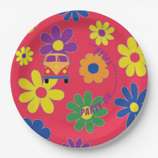 Plato De Papel Placa de papel de flores Bar o Bat Mitzvah
