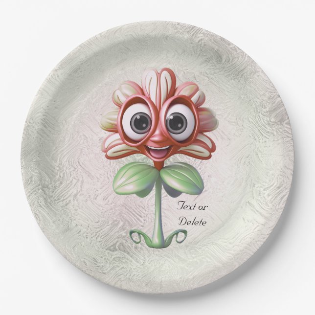 Plato De Papel Placa de papel de flores rojas (Anverso)