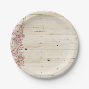 Plato De Papel Placa de papel de flores rosas