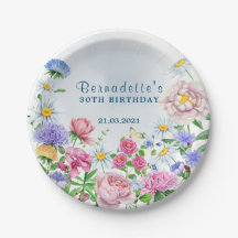 Placa de papel de flores rusticas