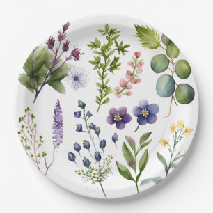 Plato De Papel Placa de papel de flores silvestres