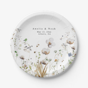 Plato De Papel Placa de papel de flores silvestres acuáticas