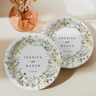 Plato De Papel Placa de papel de flores silvestres rusas