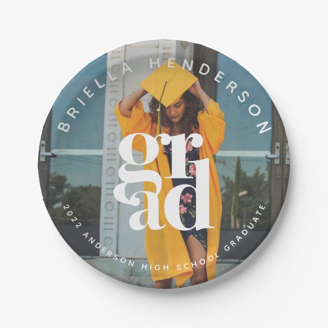 Plato De Papel Placa de papel de foto para graduados modernos (Anverso)