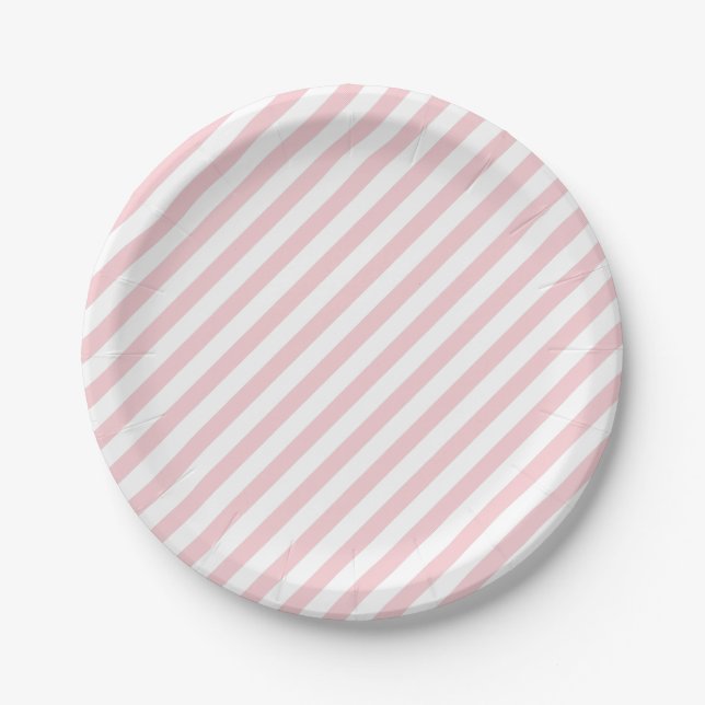 Plato De Papel Placa de papel de franjas rosadas (Anverso)