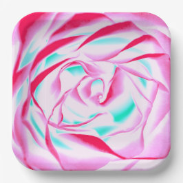 Plato De Papel Placa de papel de Fuchsia y Aqua