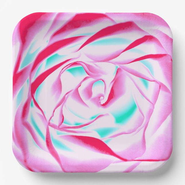 Plato De Papel Placa de papel de Fuchsia y Aqua (Anverso)