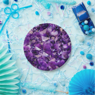 Plato De Papel Placa de papel de Gemas de Geode Crystal Amethyt P