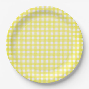 Plato De Papel Placa de papel de Gingham amarillo Faye