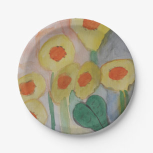 Plato De Papel Placa de papel de girasol abstracta