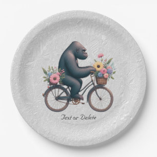 Plato De Papel Placa de papel de gorila de bicicleta floral