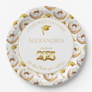 Plato De Papel Placa de papel de graduación de 2025 de donuts y g