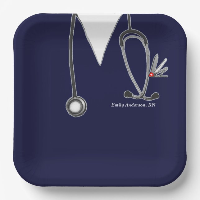 Plato De Papel Placa de papel de graduación de la escuela de enfe (Anverso)