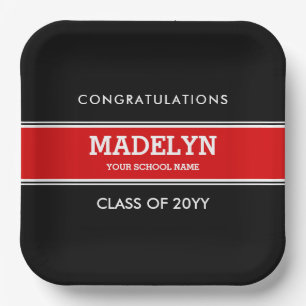 Plato De Papel Placa de papel de graduación de Personalizado roj