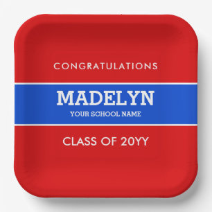 Plato De Papel Placa de papel de graduación de Personalizado roj