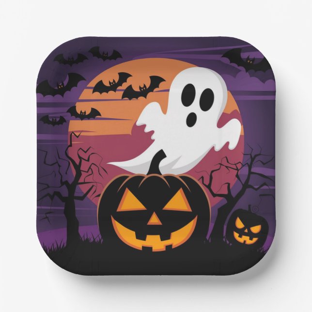 Plato De Papel Placa de papel de Halloween (Anverso)