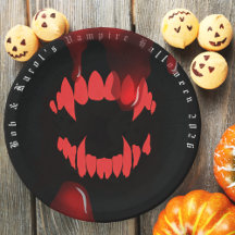 Placa de papel de Halloween con mordedura de vampi