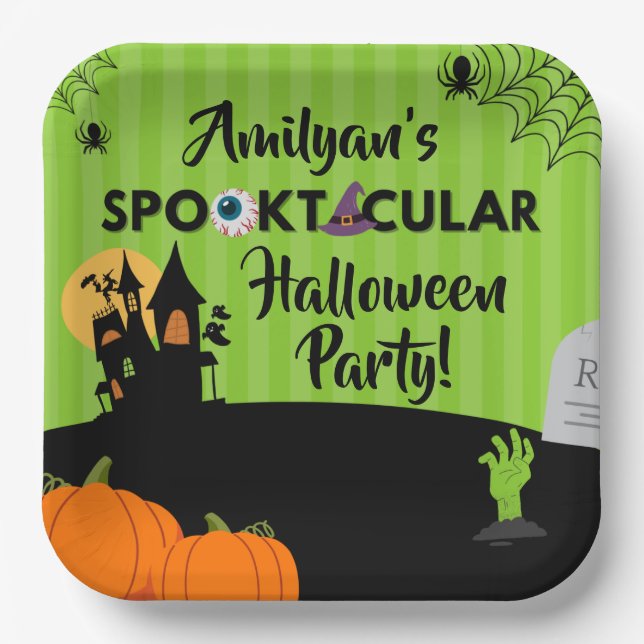 Plato De Papel Placa de papel de Halloween Halloween Spooktacular (Anverso)