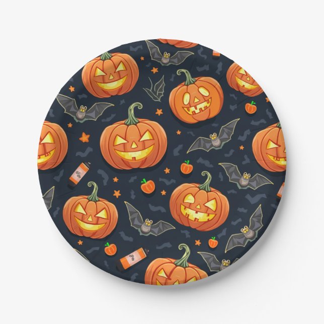 Plato De Papel Placa de papel de Halloween Pumkin (Anverso)