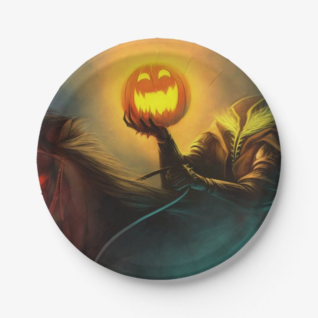 Plato De Papel Placa de papel de Halloween sin cabeza (Anverso)