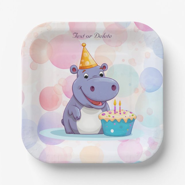 Plato De Papel Placa de papel de Hippo (Anverso)