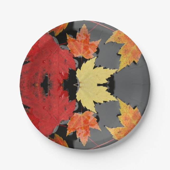 Plato De Papel Placa de papel de hojas de otoño (Anverso)