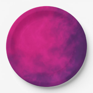 Plato De Papel Placa de papel de humo rosa y morado - Personaliza