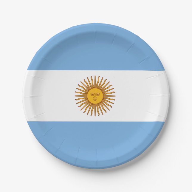 Plato De Papel Placa de papel de la bandera argentina (Anverso)