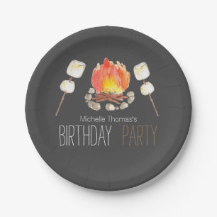 Plato De Papel Placa de papel de la hoguera del cumpleaños negro
