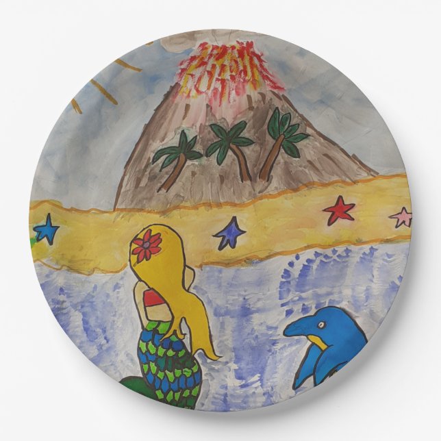 Plato De Papel Placa de papel de la isla de la sirena (Anverso)