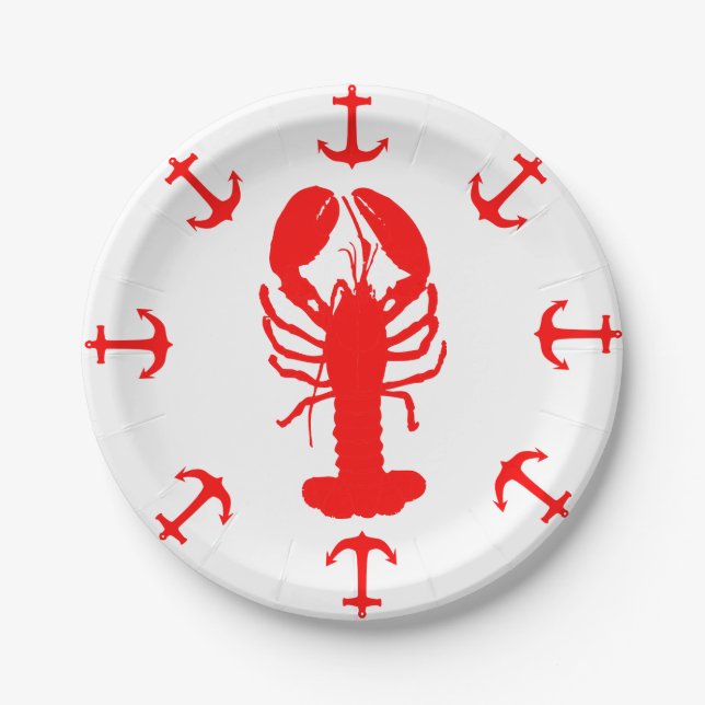 Plato De Papel Placa de papel de la langosta y del anclaje (Anverso)