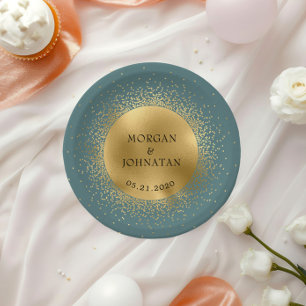 Plato De Papel Placa de papel de la luna de oro celestial pastel