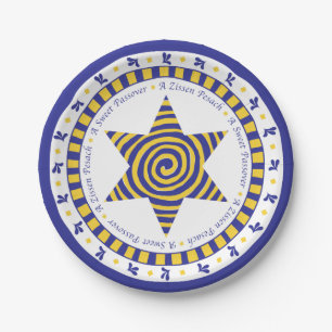 Plato De Papel Placa de papel de la pasacalle Azul/Estrella amari