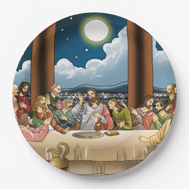 Plato De Papel Placa de papel de la última cena (Anverso)