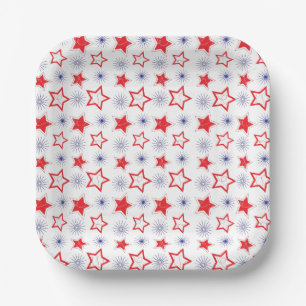 Plato De Papel Placa de papel de las estrellas rojas