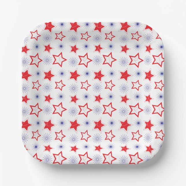 Plato De Papel Placa de papel de las estrellas rojas (Anverso)