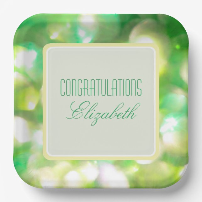 Plato De Papel Placa de papel de las luces verdes (Anverso)