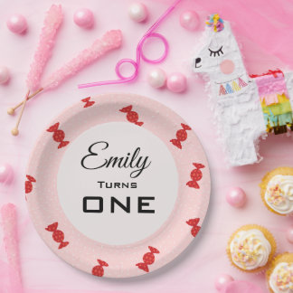 Plato De Papel Placa de papel de los peines rojos y rosas