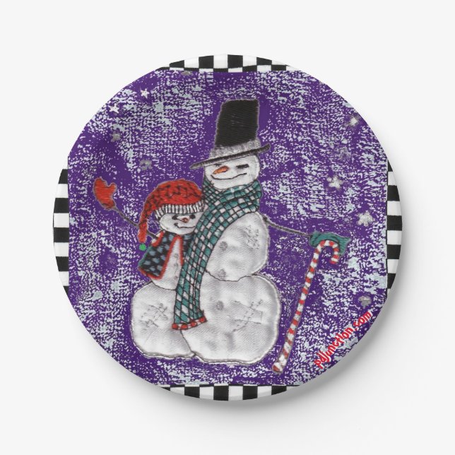 Plato De Papel Placa de papel de los saludos de la nieve (Anverso)