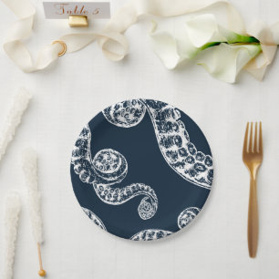 Plato De Papel Placa de papel de los tentáculos blancos de pulpo