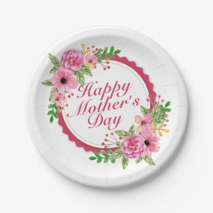 Plato De Papel Placa de papel de madre del marco feliz elegante