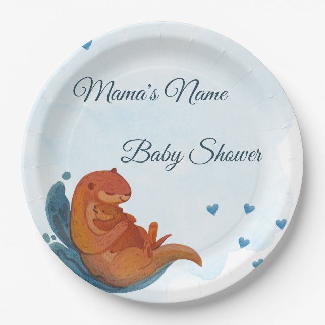 Plato De Papel Placa de papel de Mama & Me Otter (Anverso)