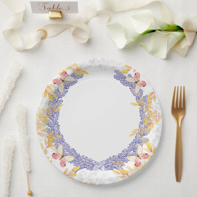 Plato De Papel Placa de papel de mariposa (Boda)
