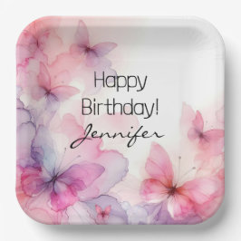 Plato De Papel Placa de papel de mariposa acuática elegante