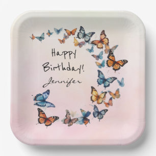 Plato De Papel Placa de papel de mariposa de la fiesta de cumplea