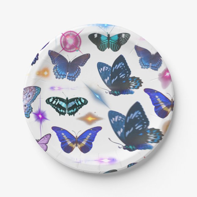 Plato De Papel Placa de papel de mariposa encantada (Anverso)