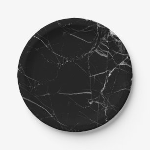 Plato De Papel Placa de papel de mármol negra