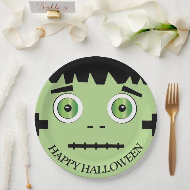 Plato De Papel Placa de papel de Monster de Halloween (Boda)