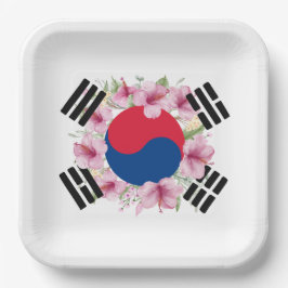 Plato De Papel Placa de papel de Mugunghwa, bandera de Corea del 