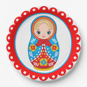Plato De Papel Placa de papel de muñeca anidada rusa Matryoshka